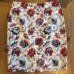 Ann Taylor Red White and Blue Floral Pencil Skirt